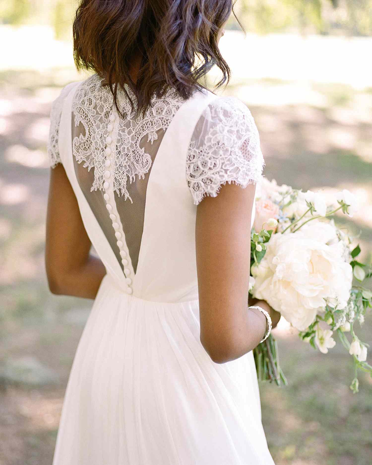 wedding dresses with buttons up back with lace sleeves