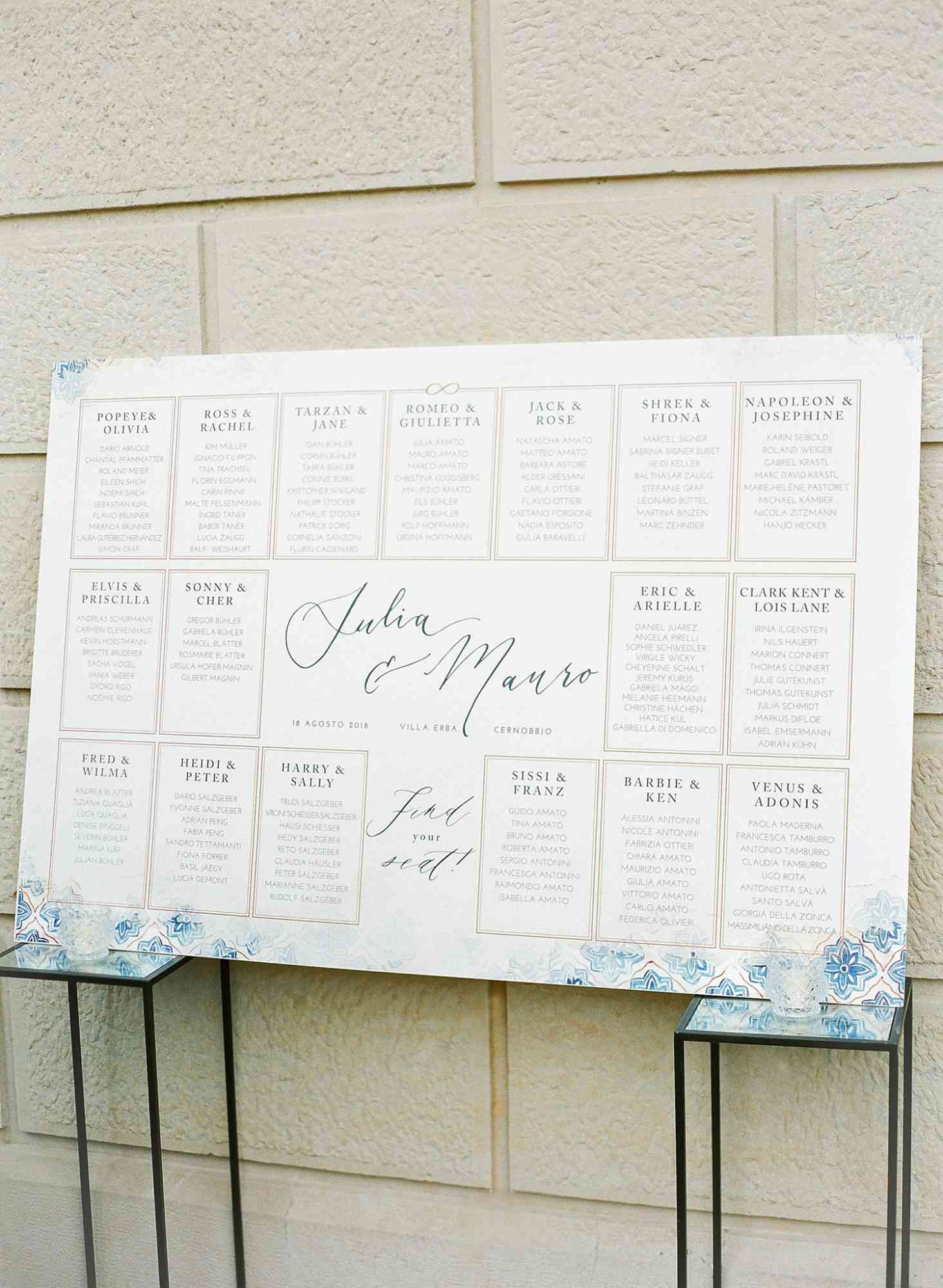 julia mauro wedding seating chart