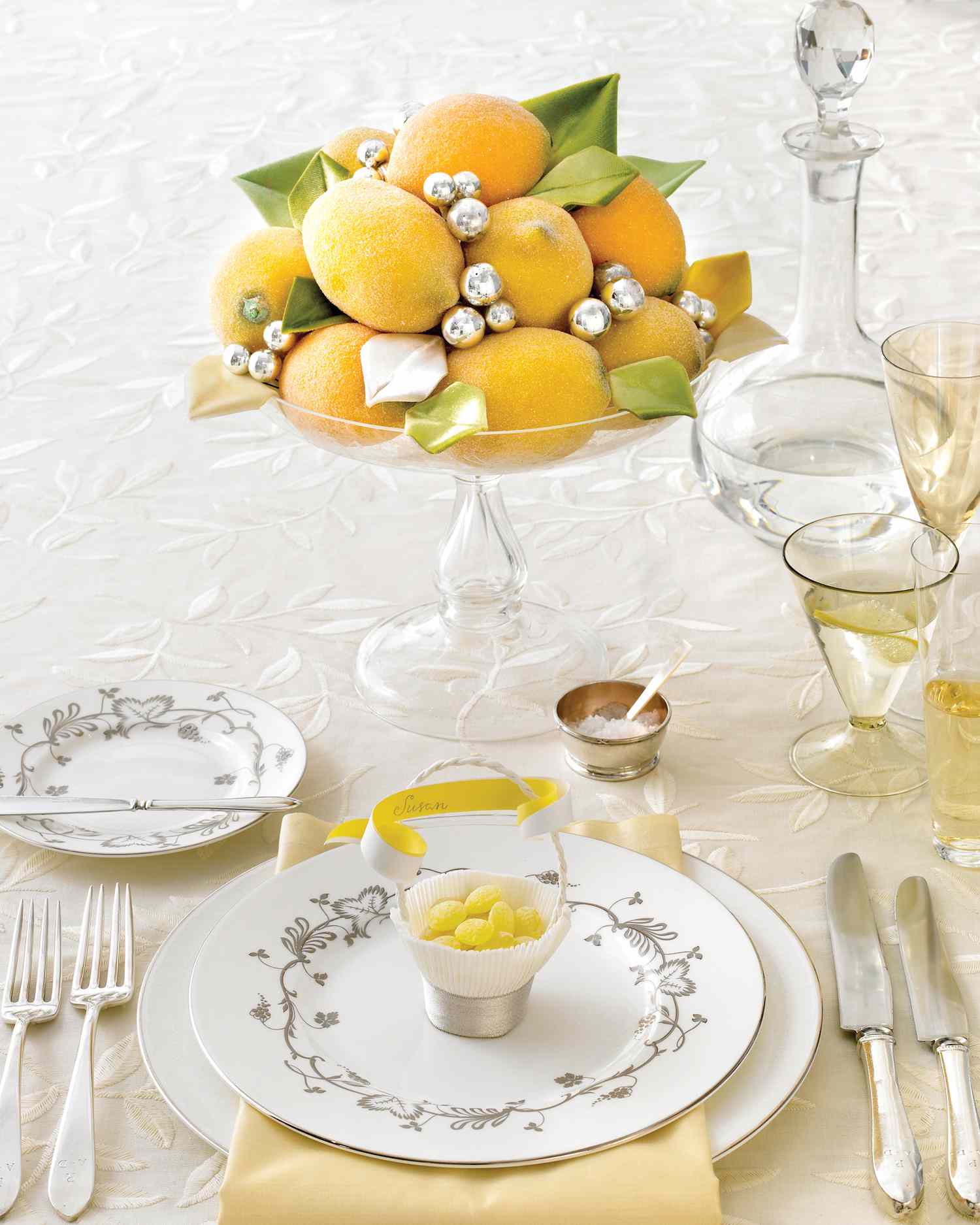 Glittered Faux Fruit Table Setting