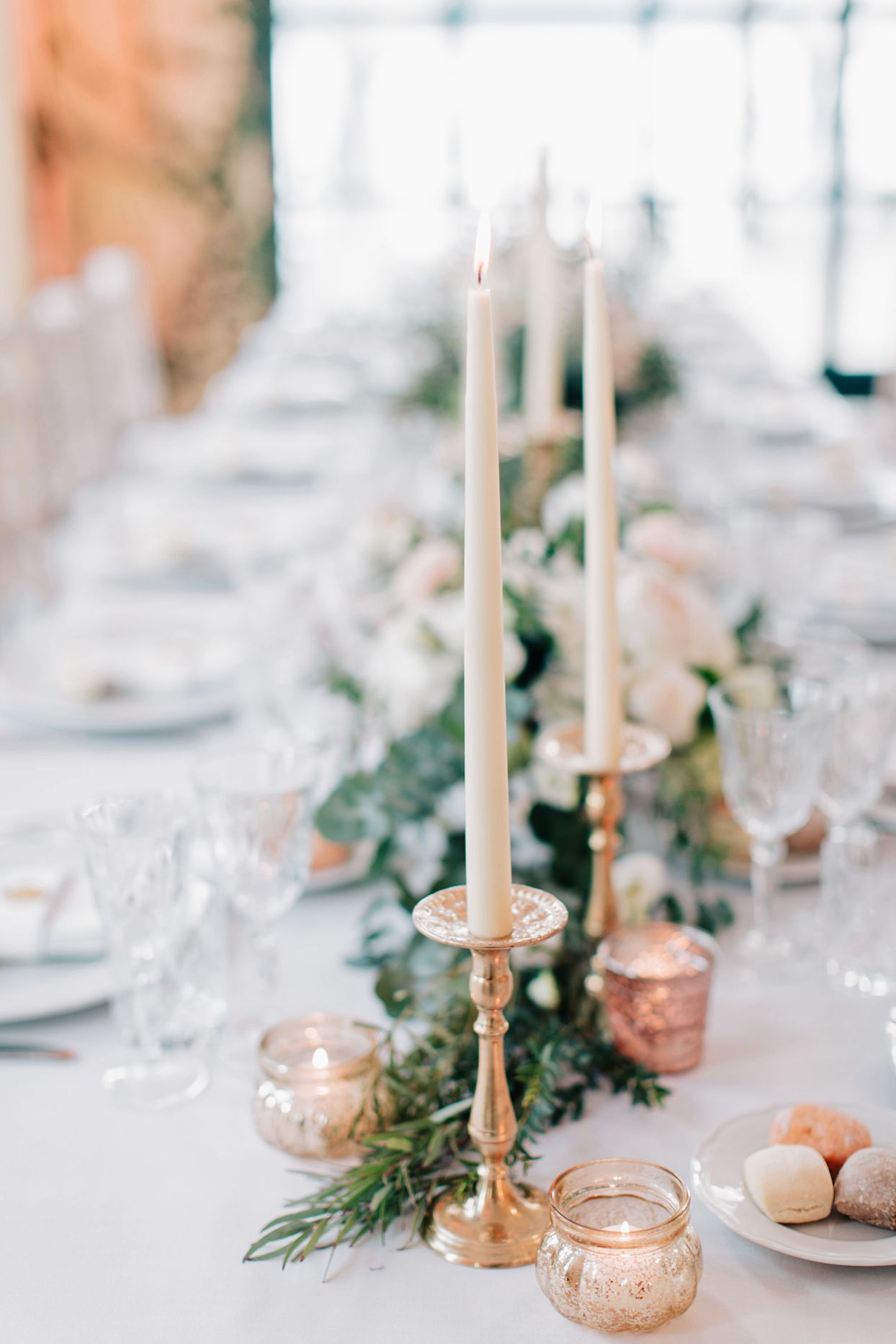 kiira arthur wedding reception candles on table