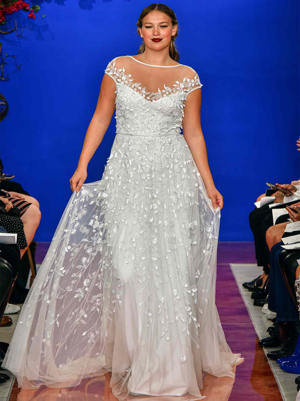 THEIA illusion cap sleeves embellished wedding dress fall 2020