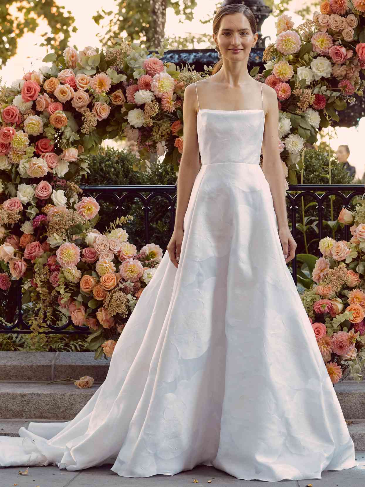 lela rose spaghetti strap straight across a-line wedding dress fall 2020