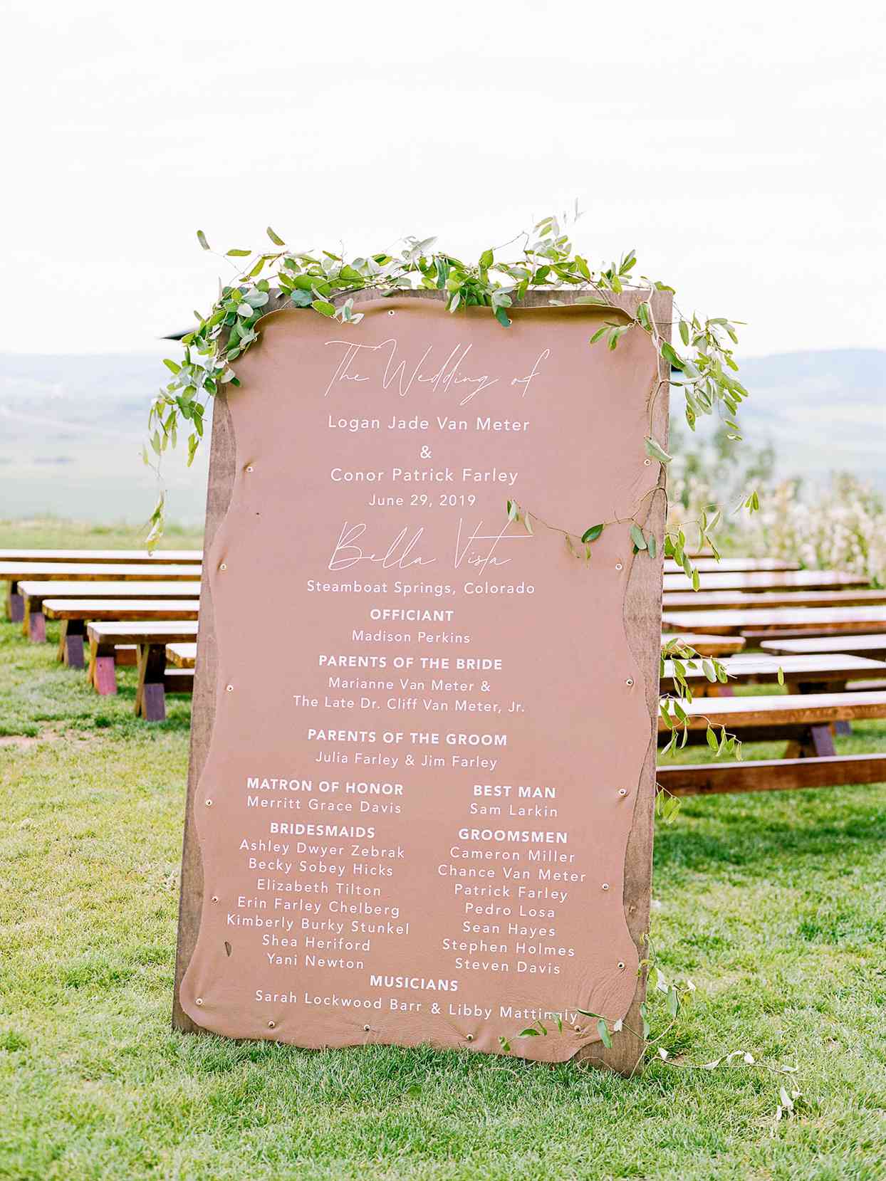 logan conor wedding ceremony program sign