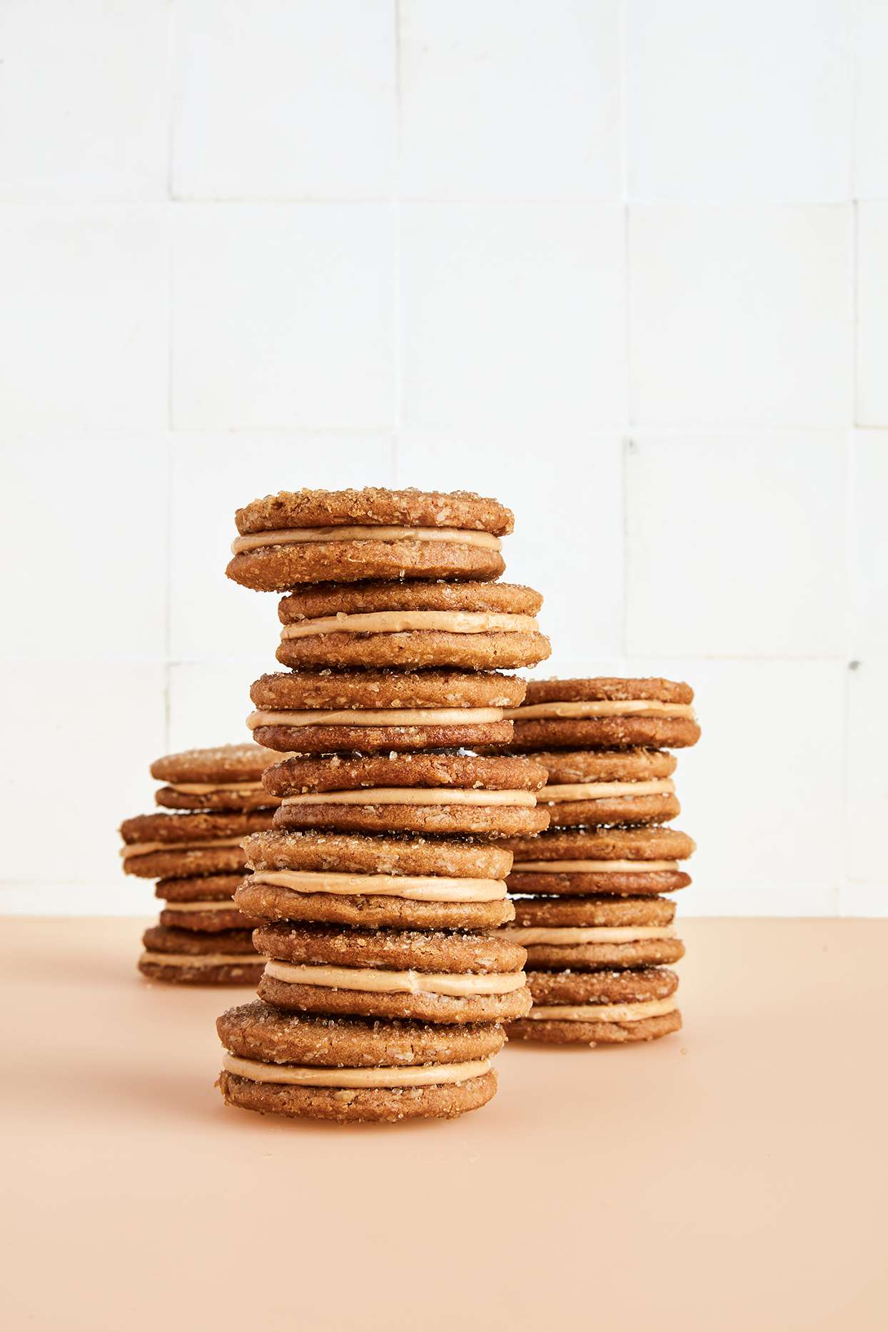 stacks of peanut butter sandwich cookies