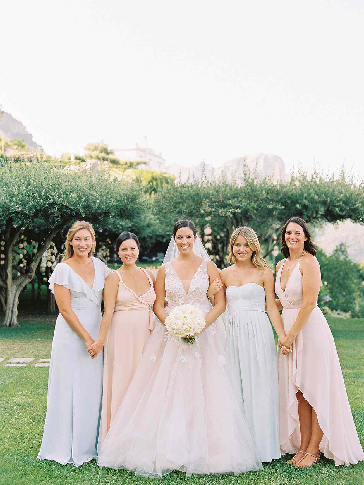 jacqueline david wedding bridesmaids in pastels