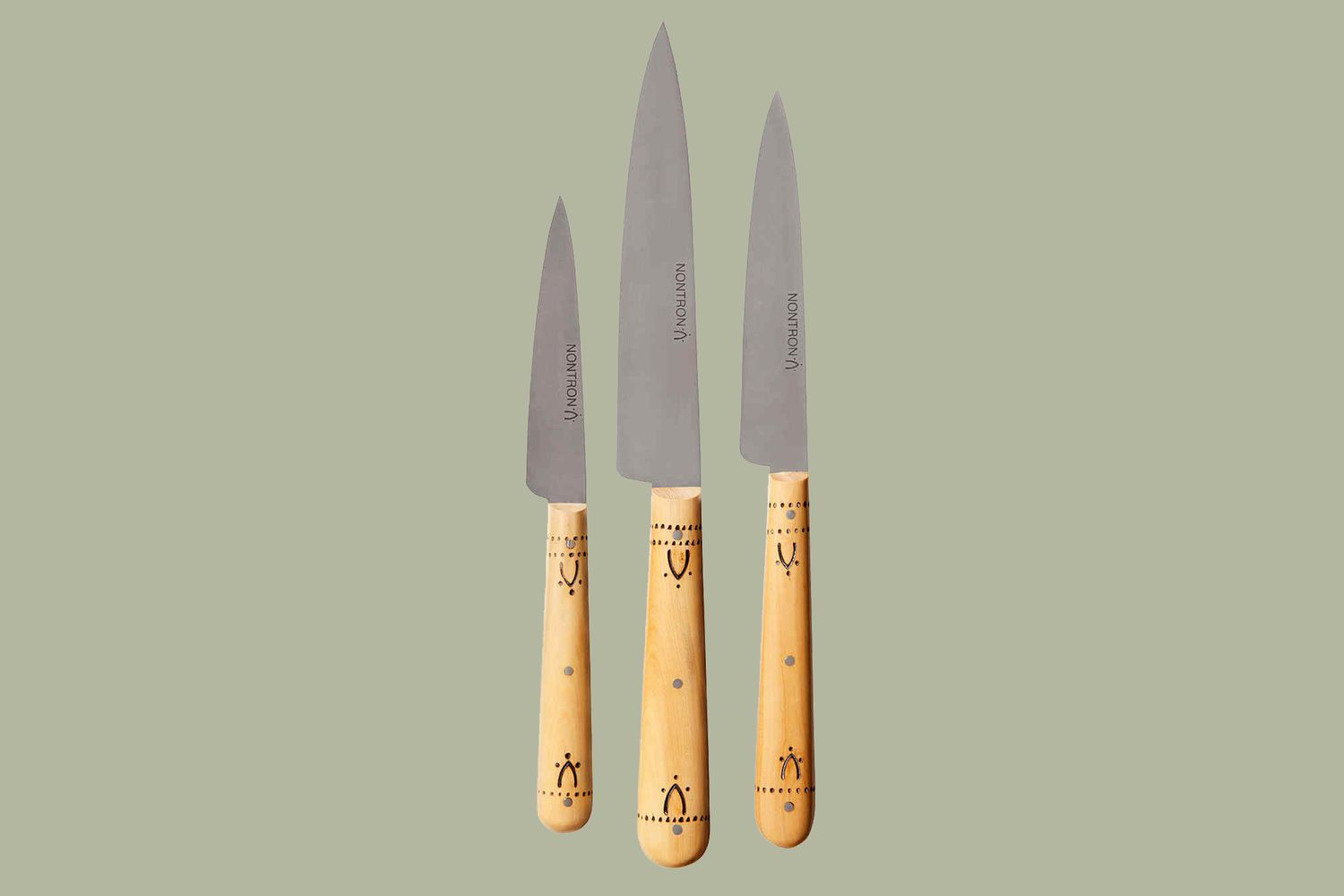Nontron Wood-Burned Boxwood Country Kitchen Knives