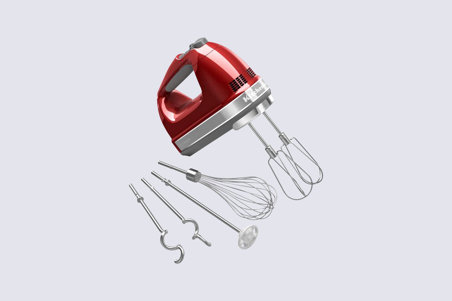KitchenAid 9-Speed Digital Hand Mixer with Turbo Beater II Accessories and Pro Whisk in Candy Apple Red