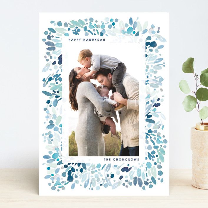 personalized Happy Hanukkah card with family photo