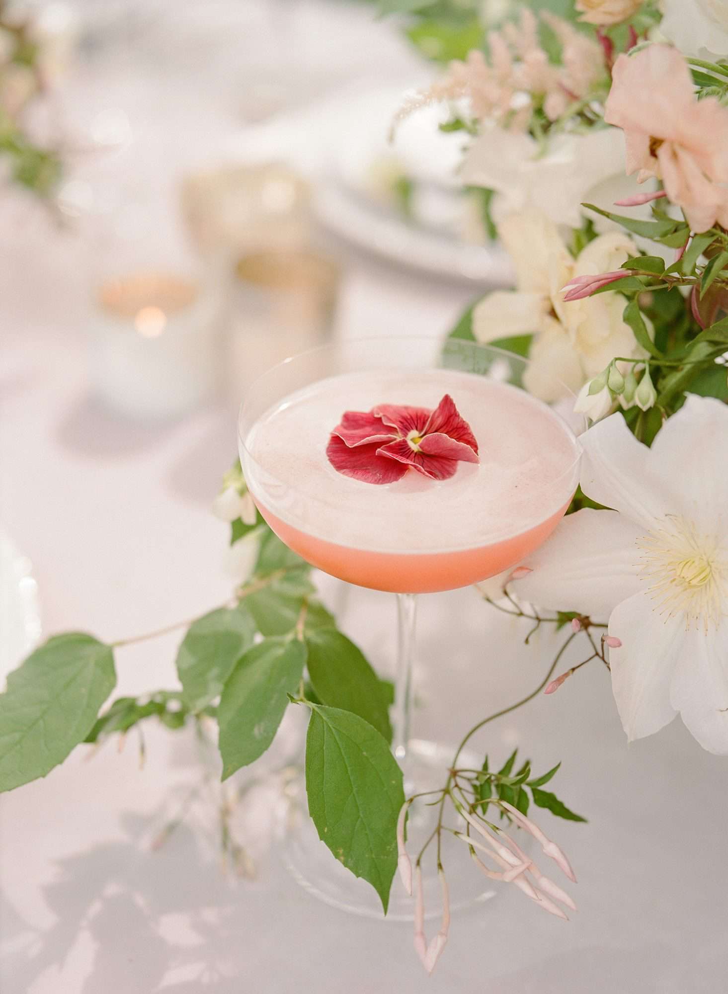 flower topped rose cocktail