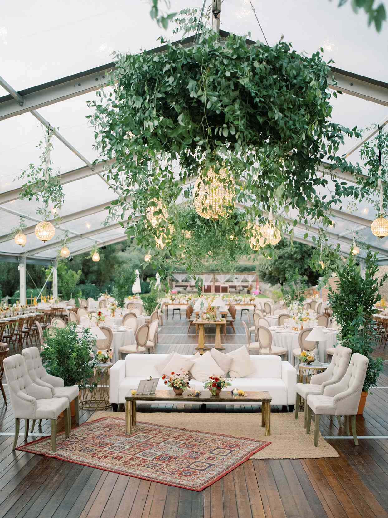 alyssa macia wedding reception elegant lounge area and eating tables inside tent
