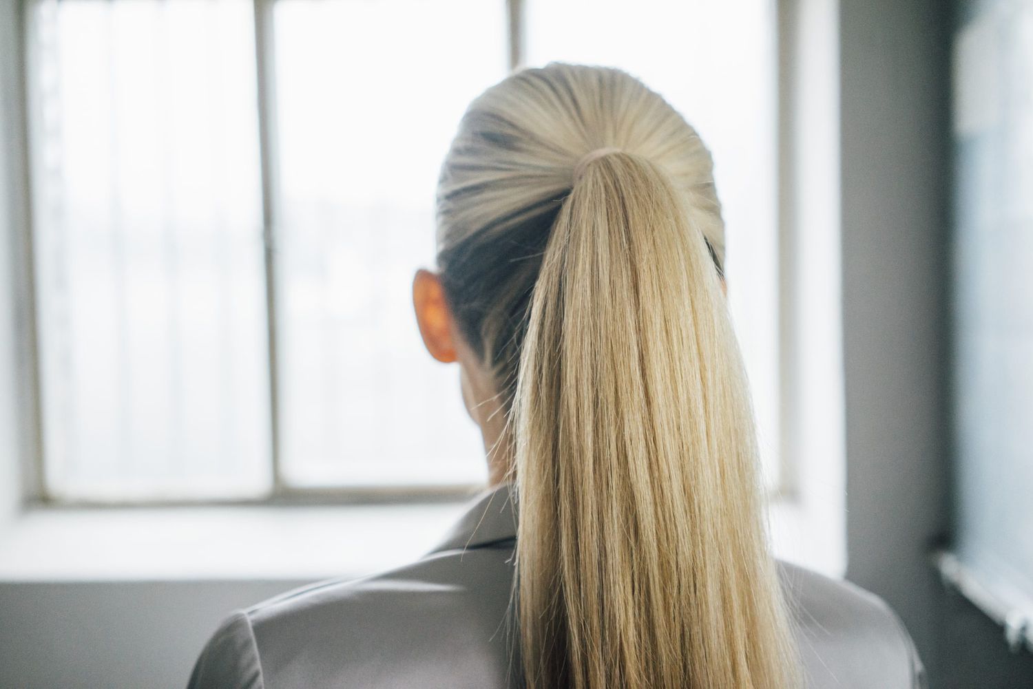 woman with blond ponytail