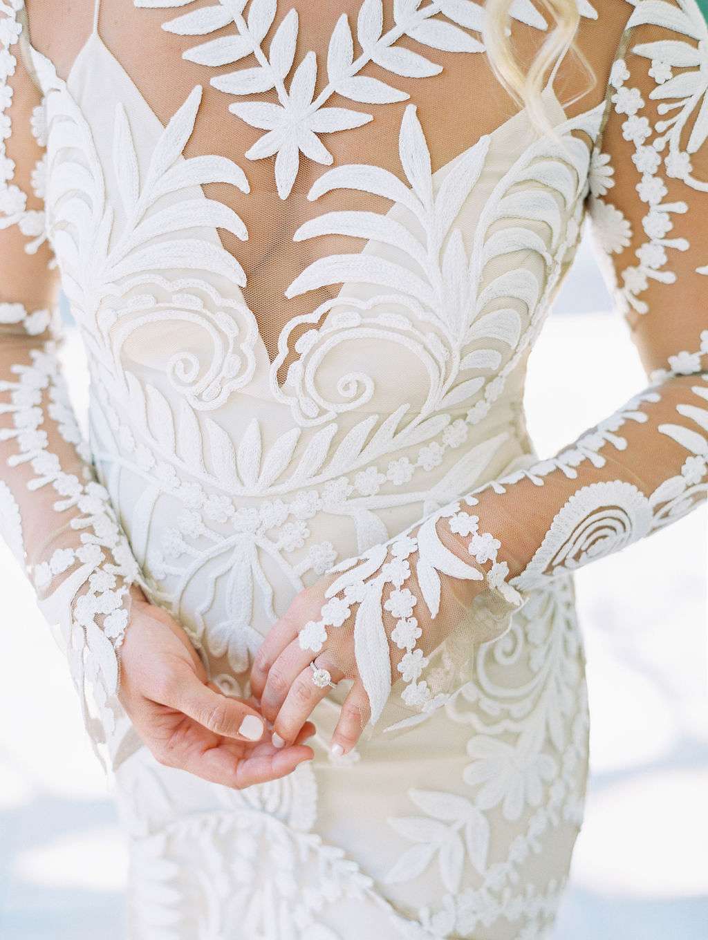 sara trisdan wedding bride's embroidered dress