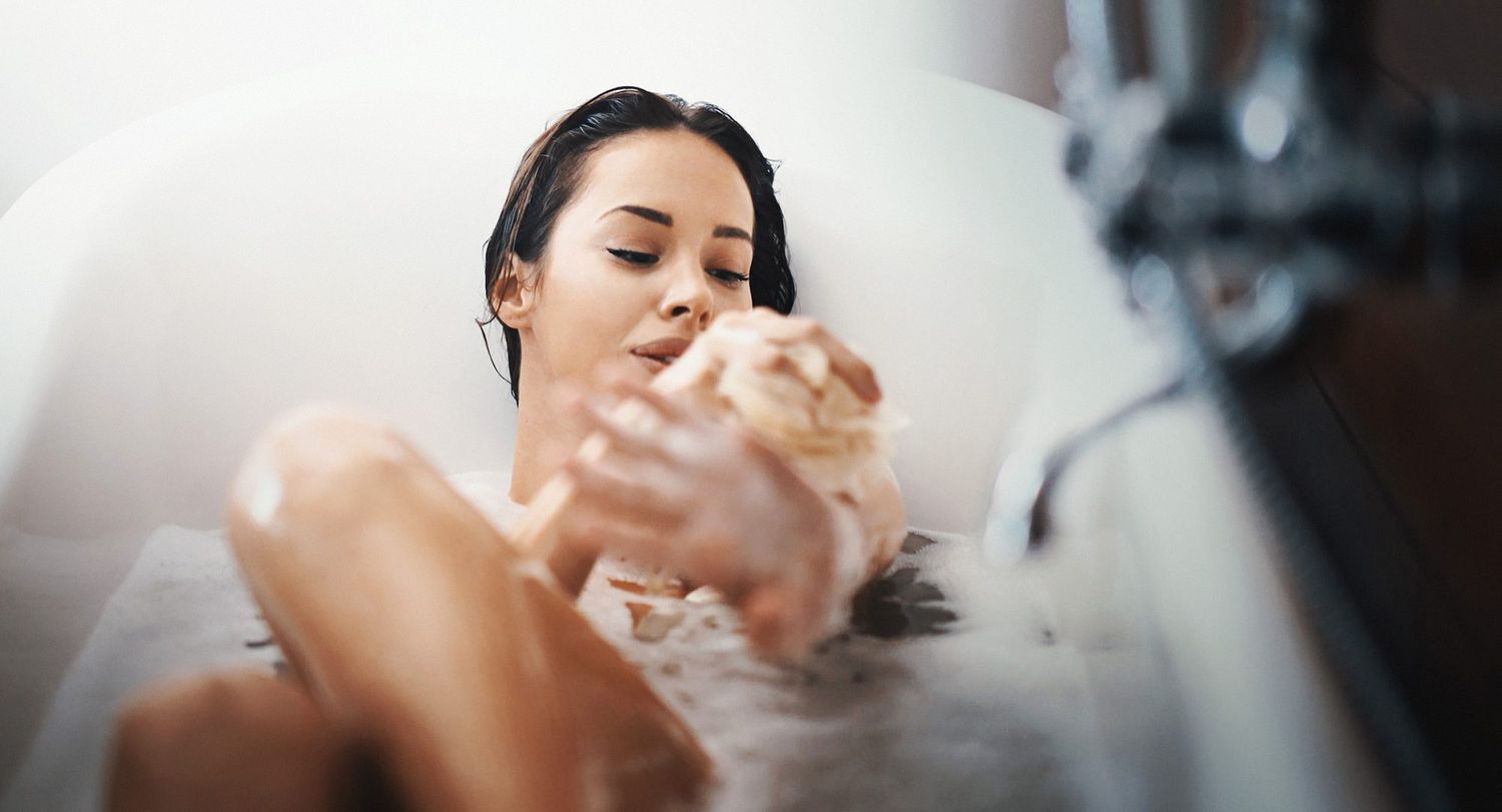 woman in relaxing bath