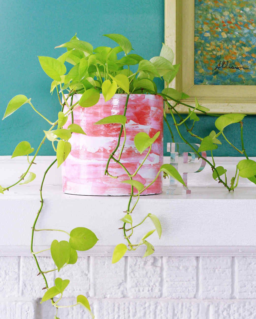 pink watercolor-paint planter