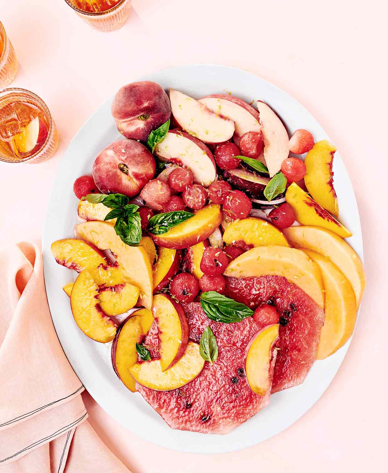 peach salad with melon and lillet