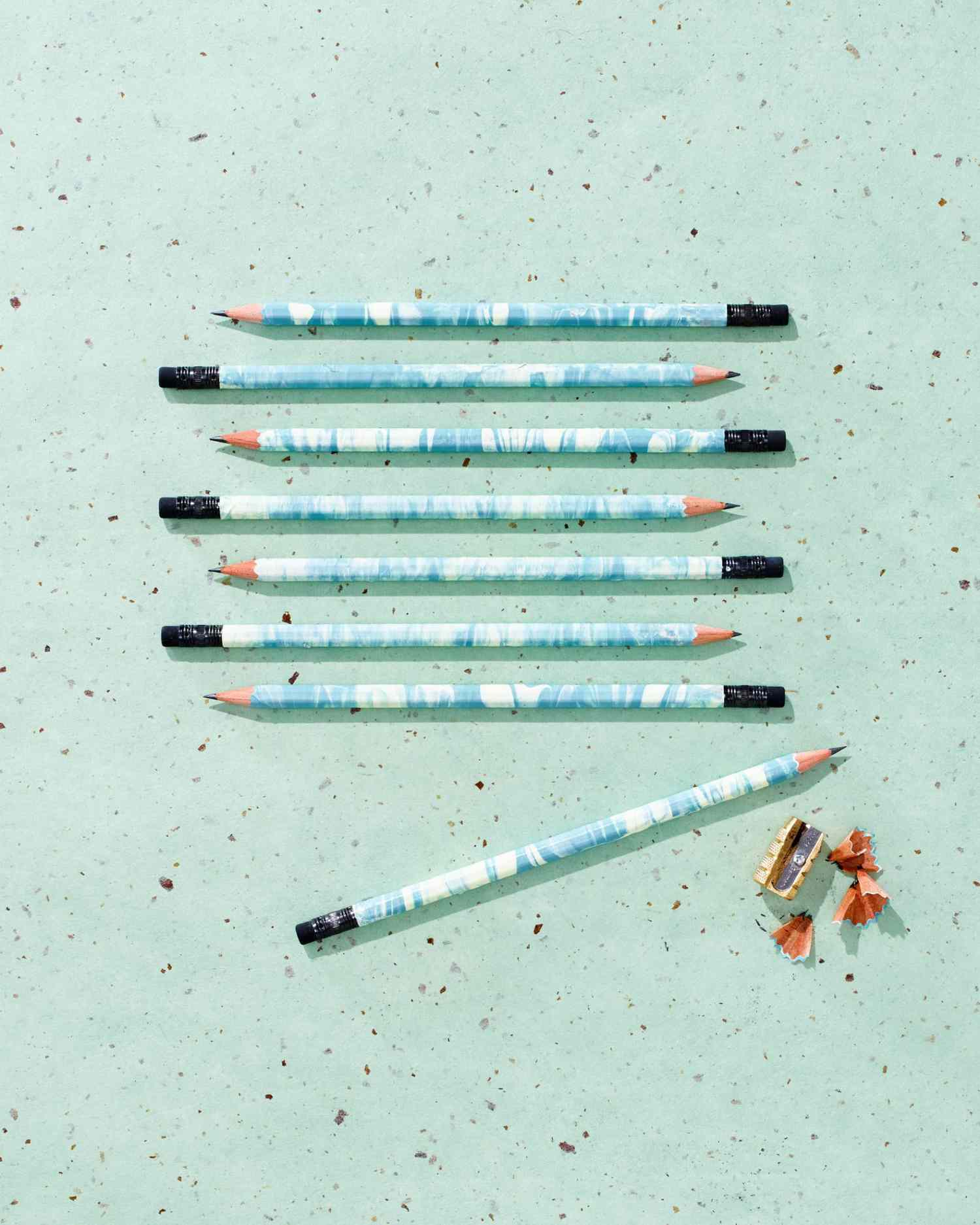 marbleized pencils with paint