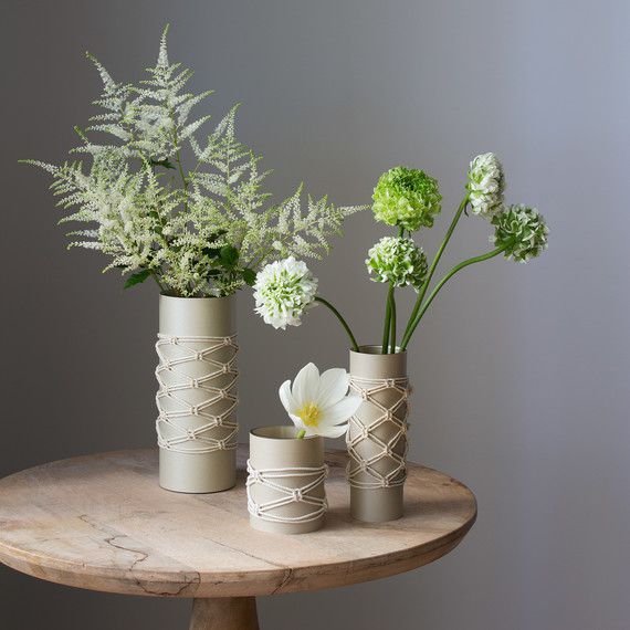 macrame rope vases on table