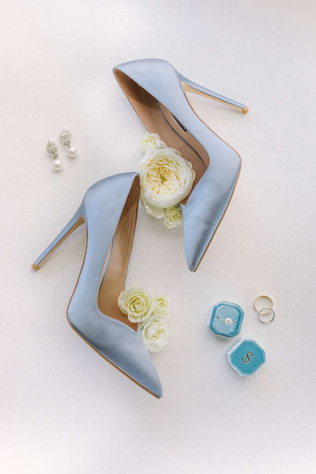 baby blue heels with wedding jewelry
