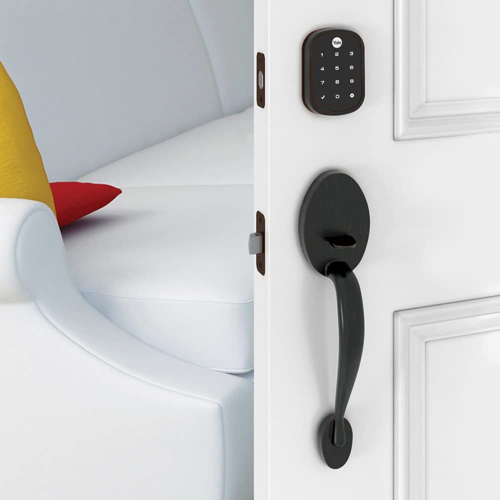 smart lock on white door