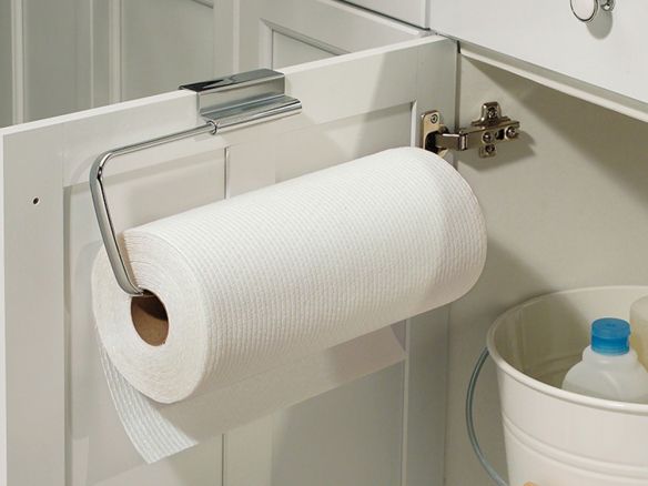 Roll Paper Towel Holder Under Cabinet Wall Mount Rack Kitchen Door Hanger Decor