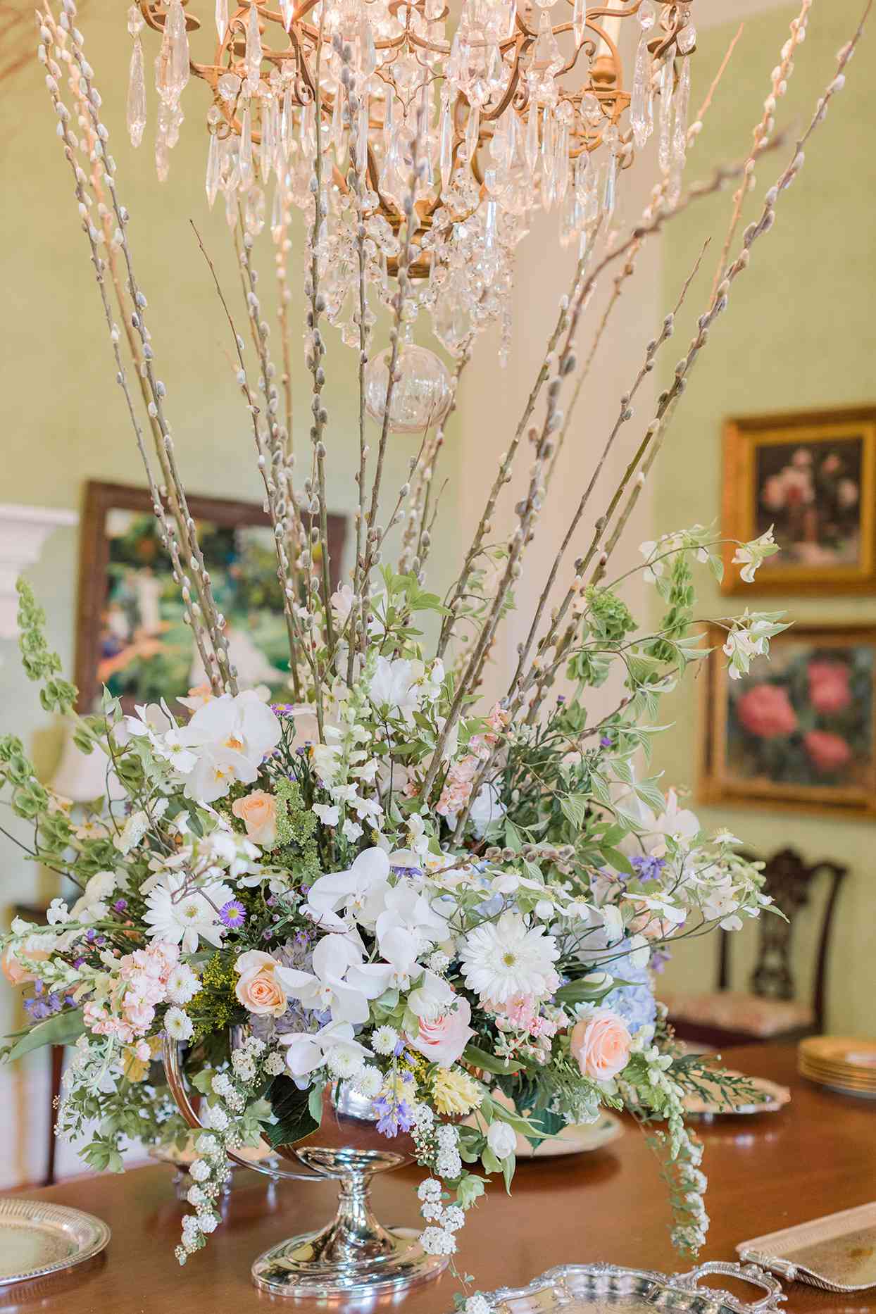 large wedding reception floral table centerpiece