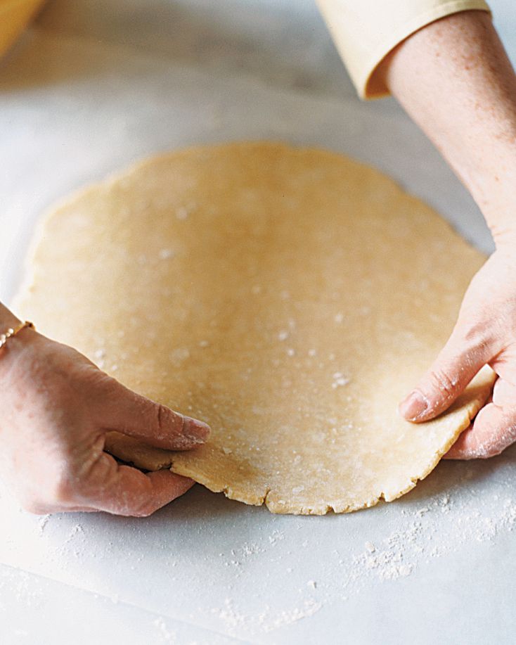 hands moving pie dough