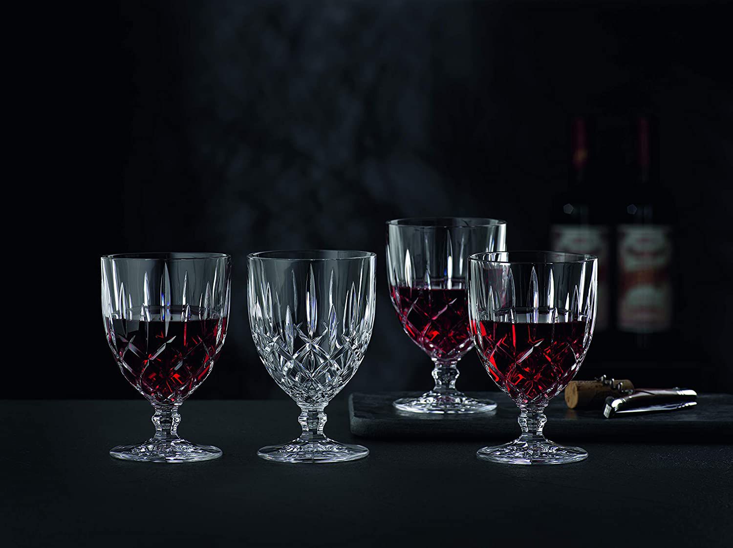 nachtmann glass goblets on black table