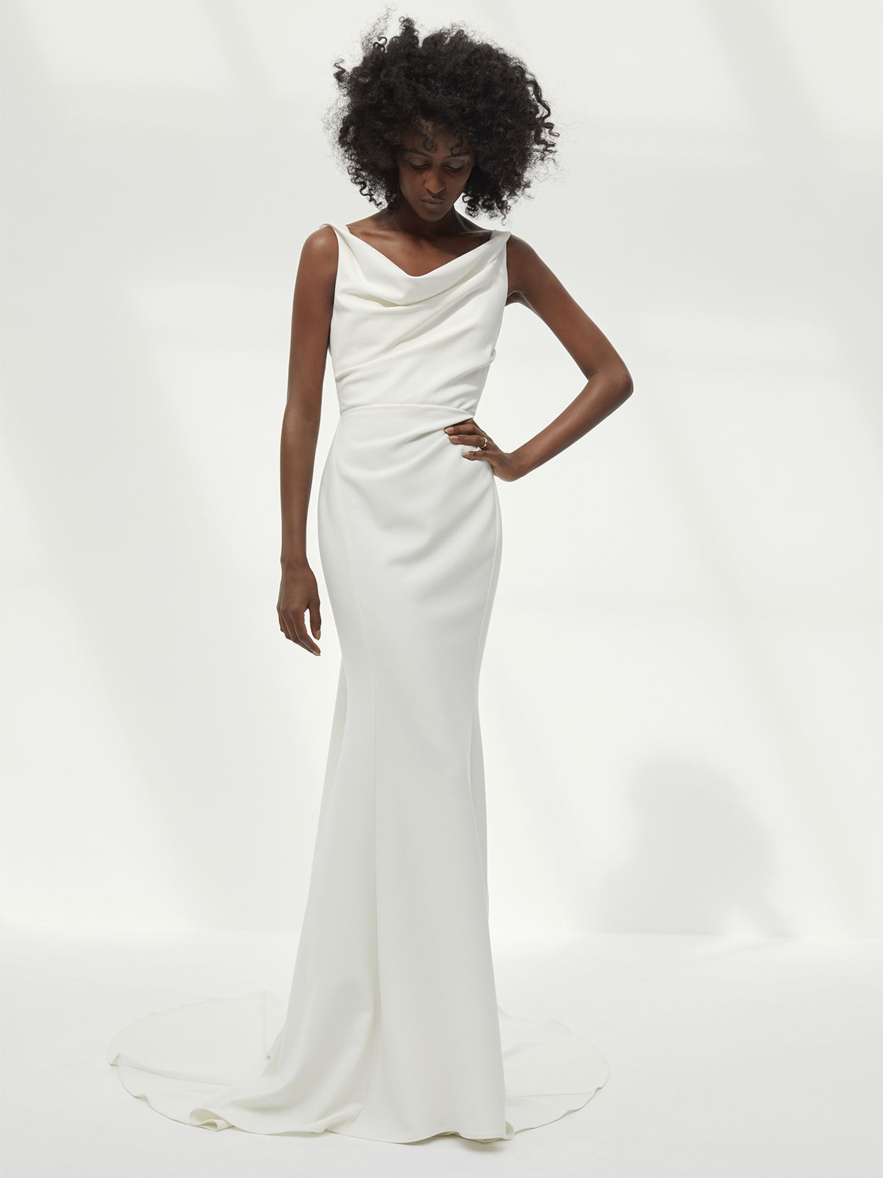 Amsale sleeveless sheath wedding dress fall 2021