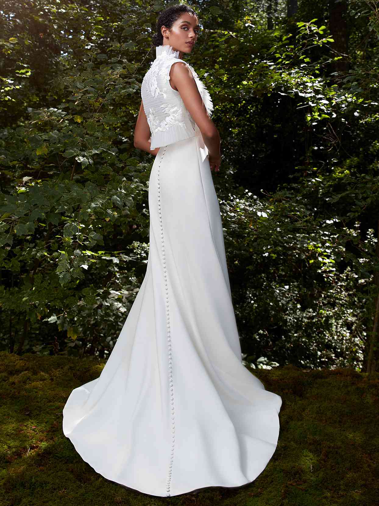 Anne Barge vest accent button down back wedding dress fall 2021