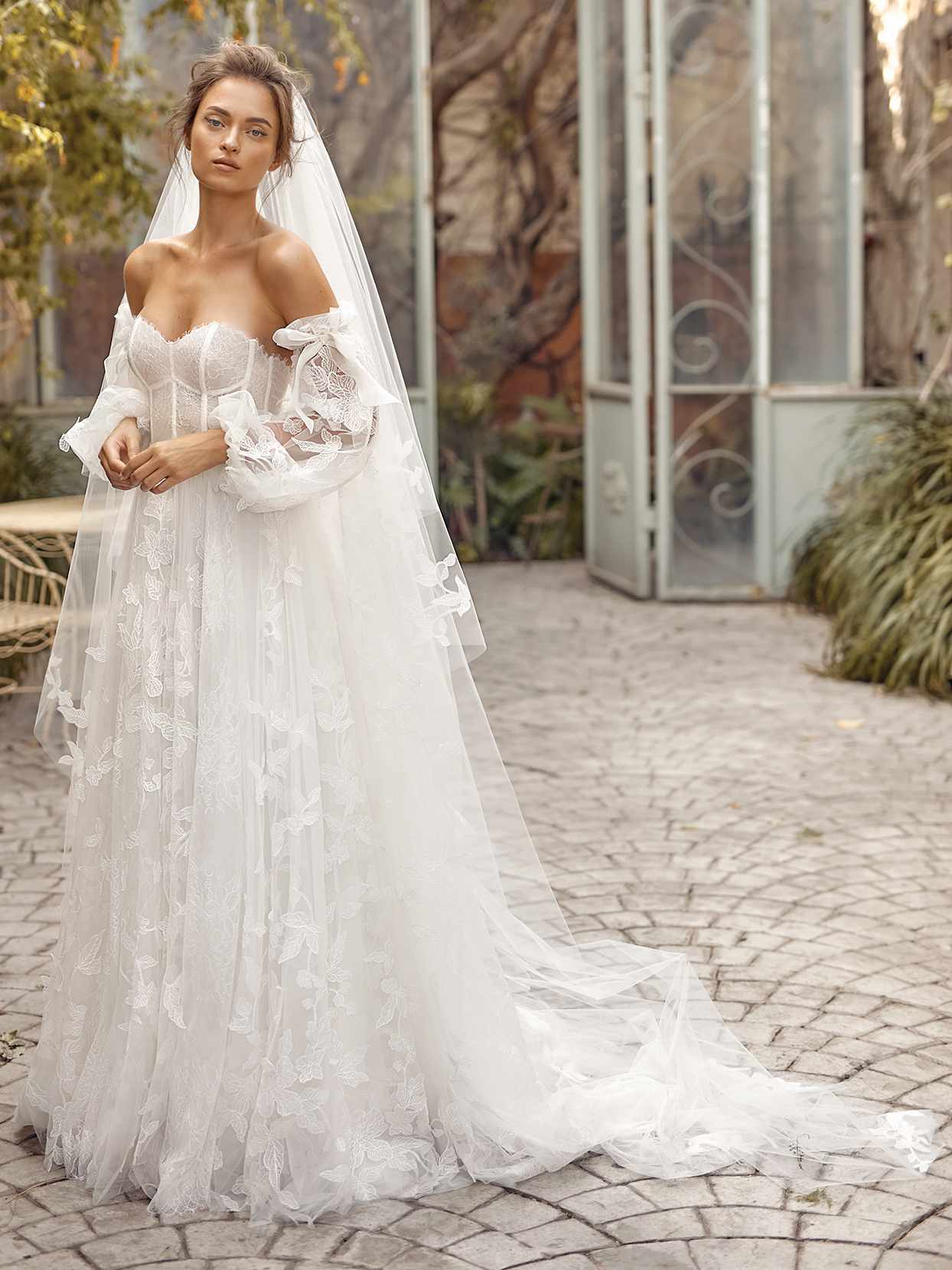 Lihi Hod long sleeve lace off-the-shoulder wedding dress fall 2021