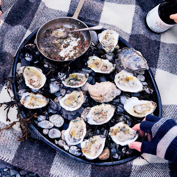 Grilled Oysters with Compound Brown Butter