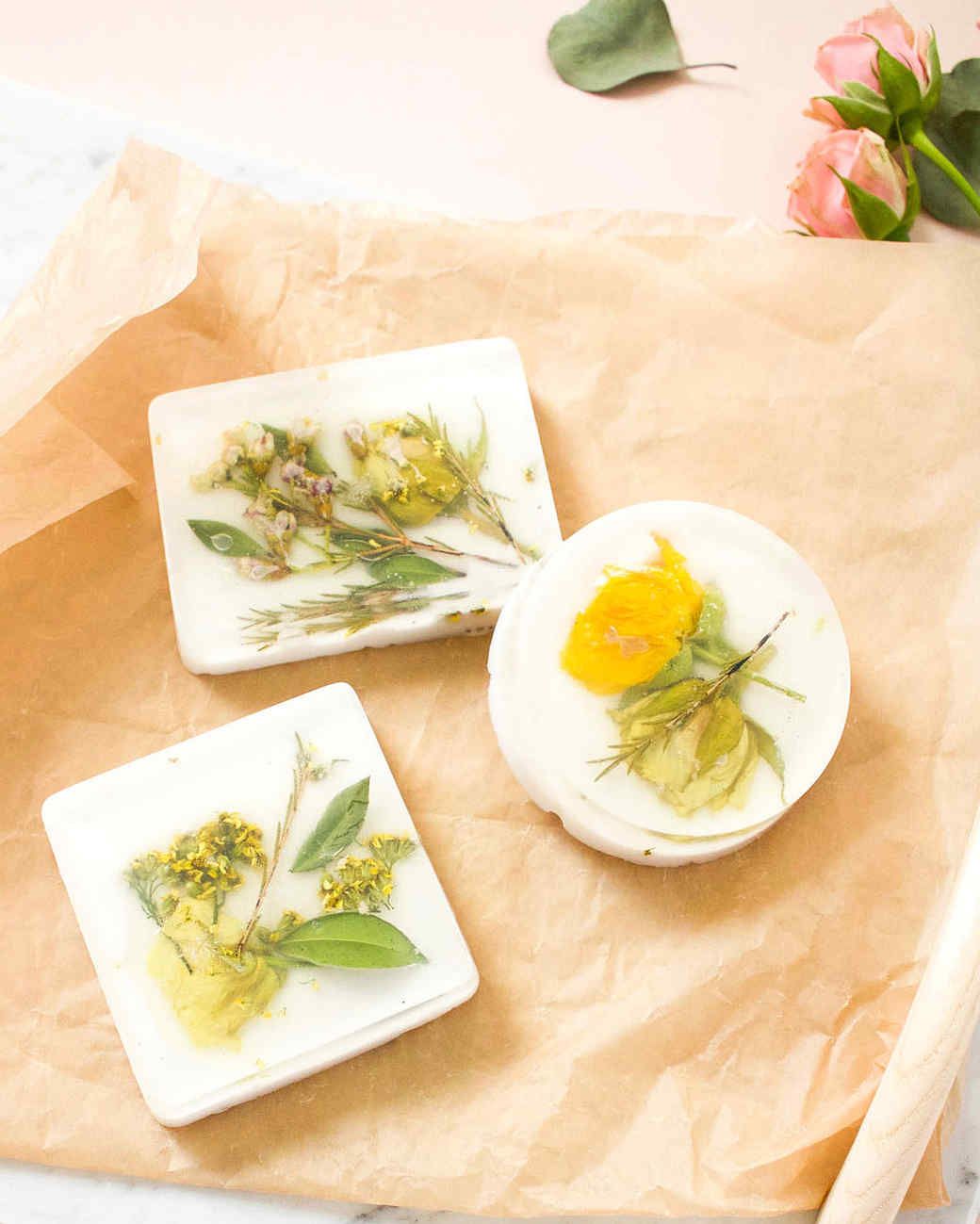 dried pressed flower soap bars
