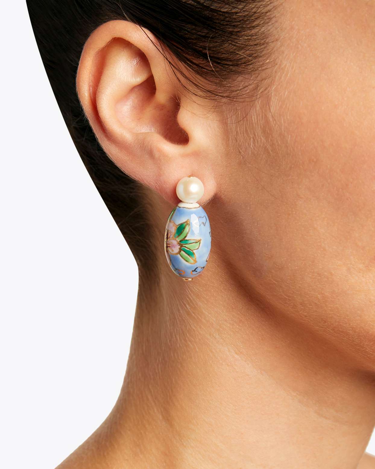 nst studio porcelain pearl post earrings
