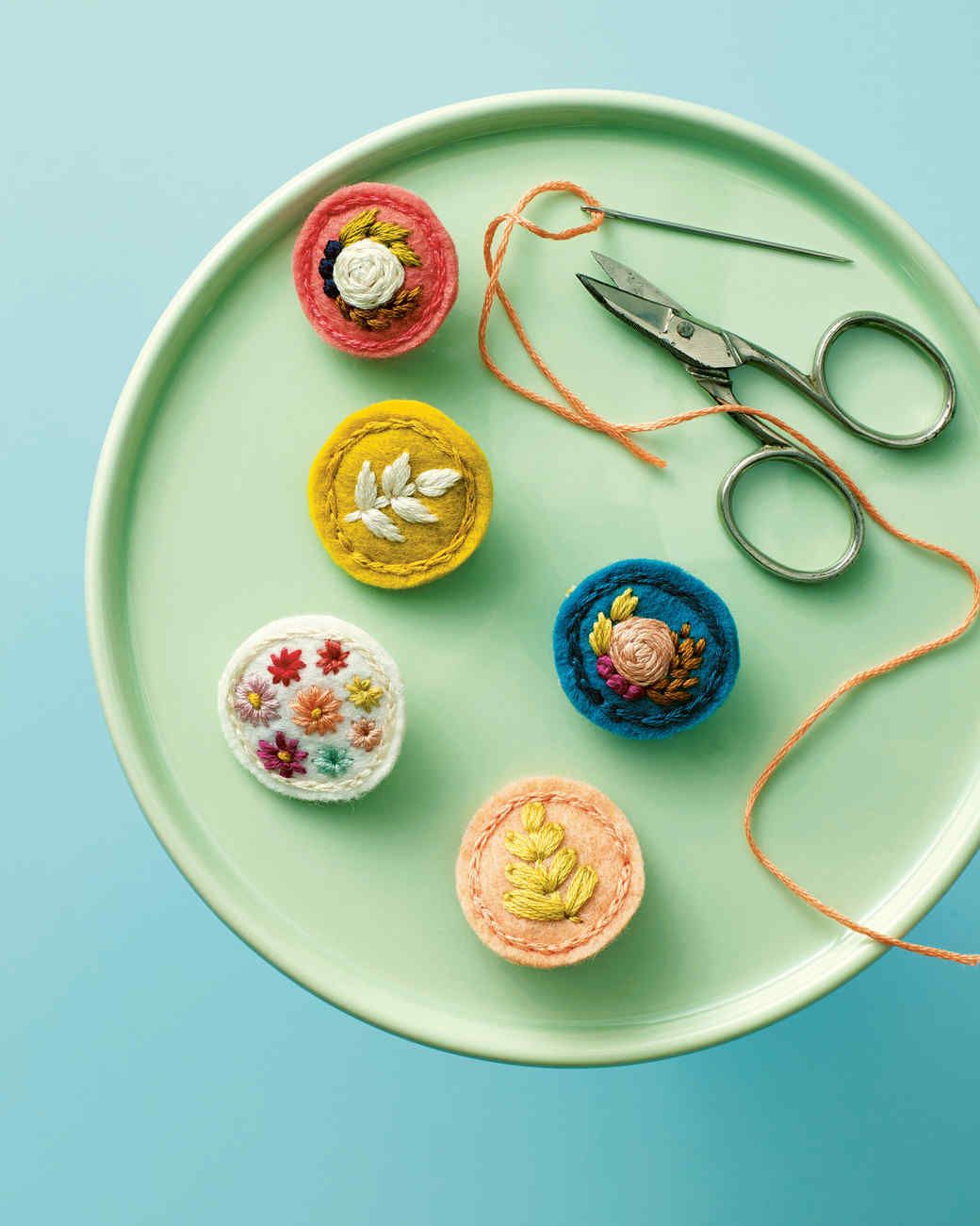 Floral Embroidered Felt Pins