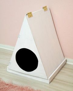 plywood litter box house painted white