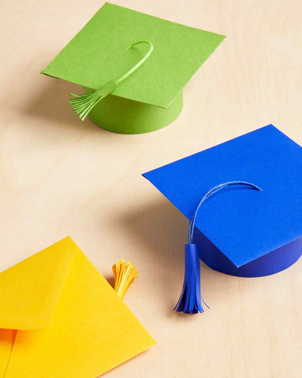 colorful paper graduation caps