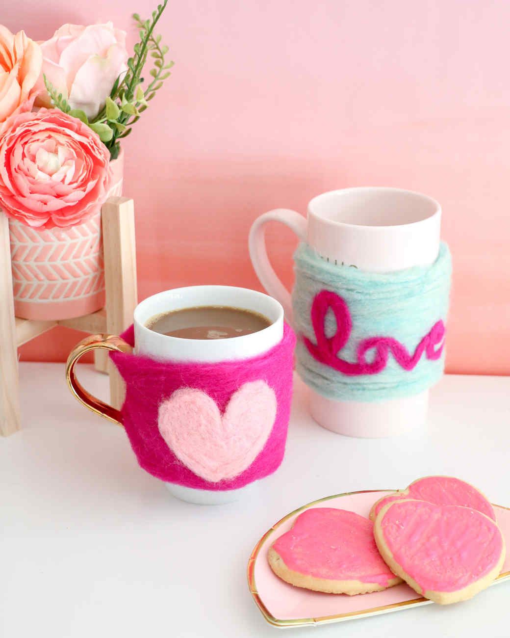 felted heart mug