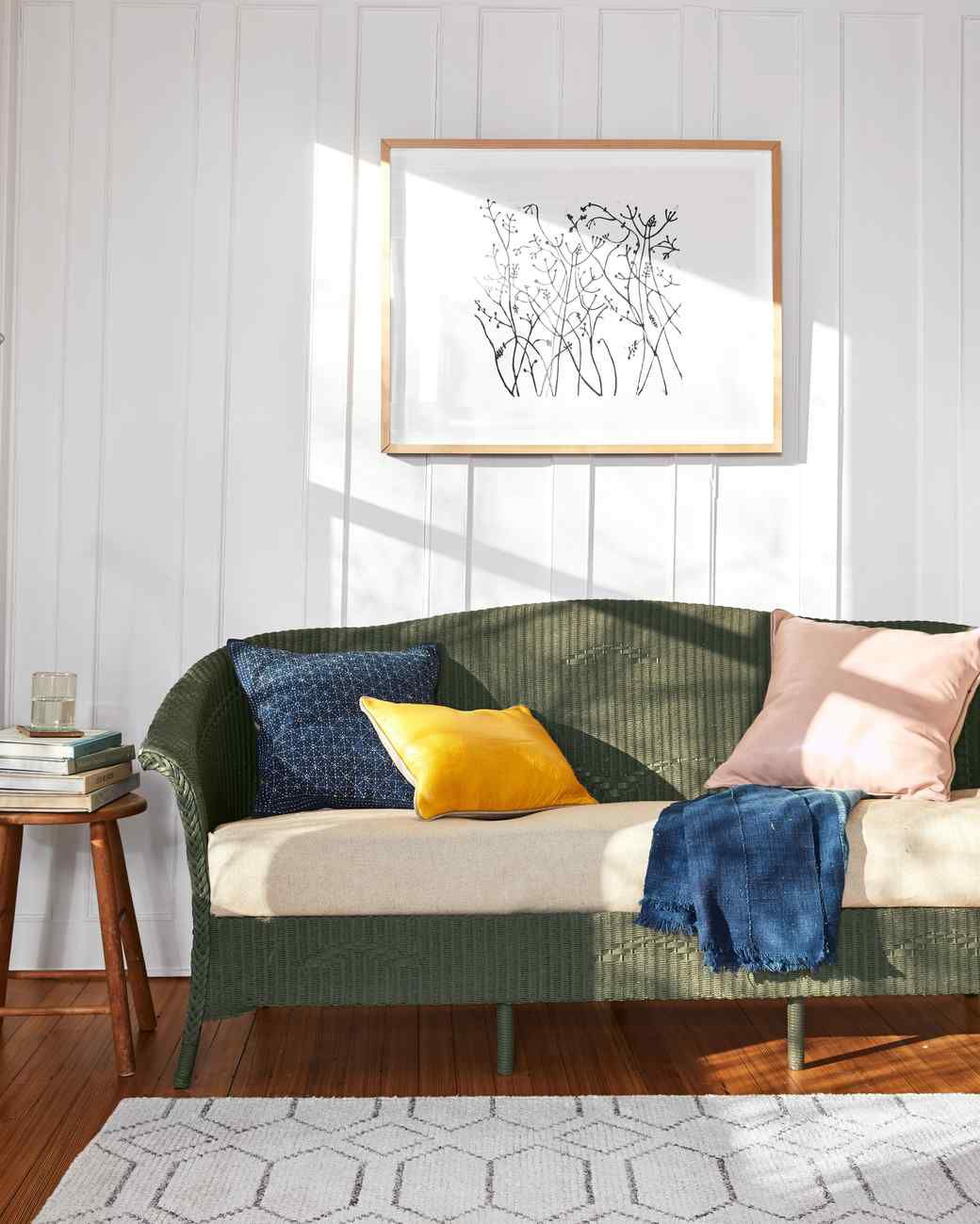 painted wicker sofa living room