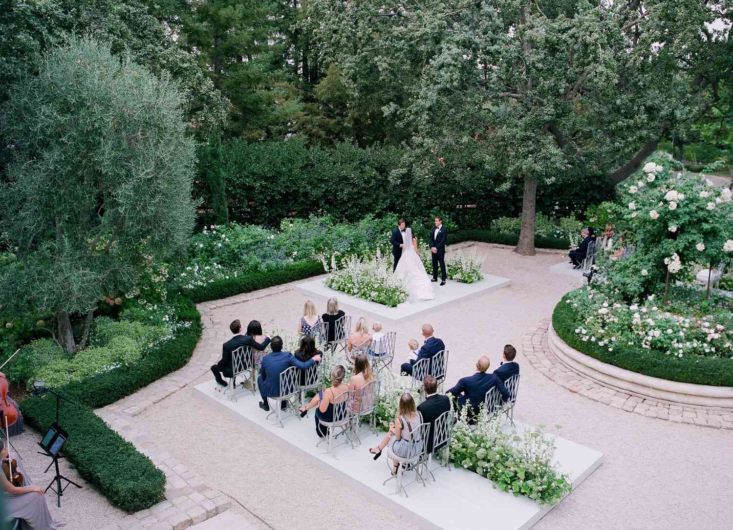 garden wedding ceremony overhead view