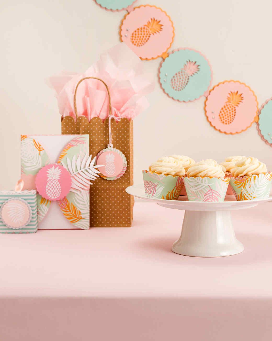 cricut pineapple party cupcakes gift baskets decorations