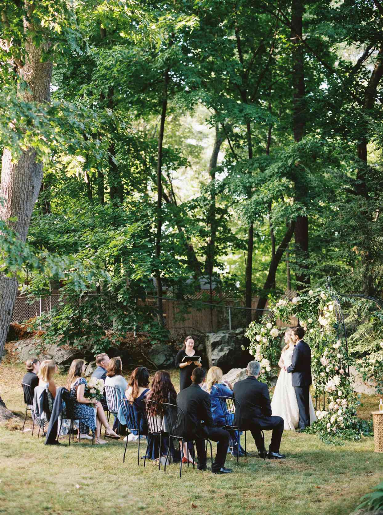 Wedding ceremony in backyard