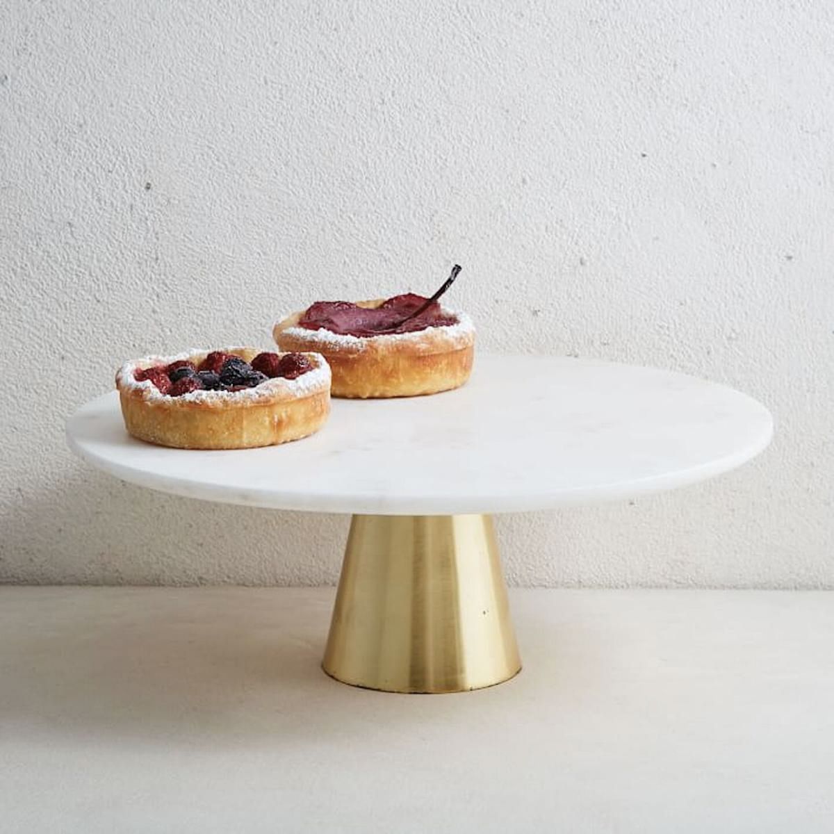Marble and brass cake stand