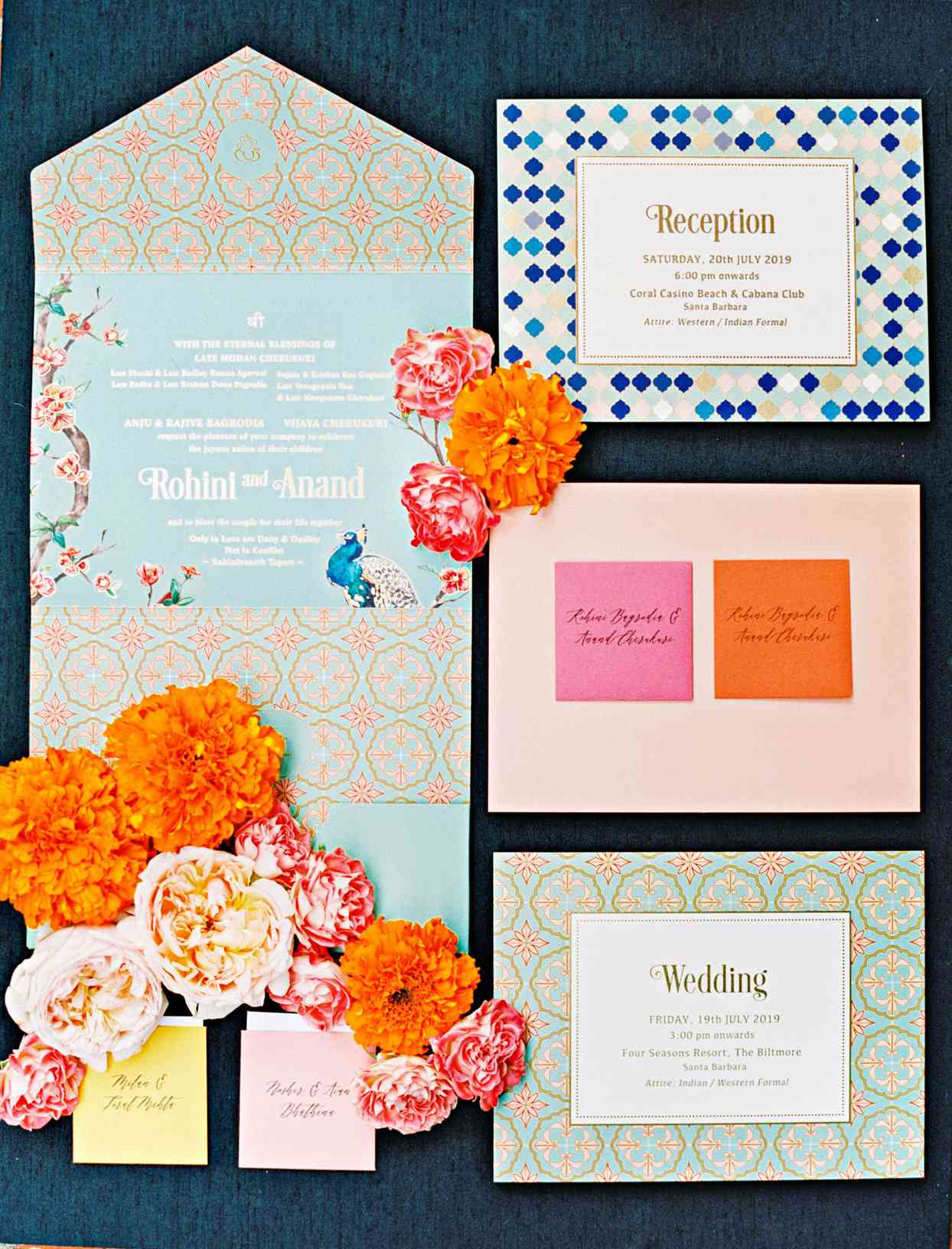 colorful wedding invitation suite