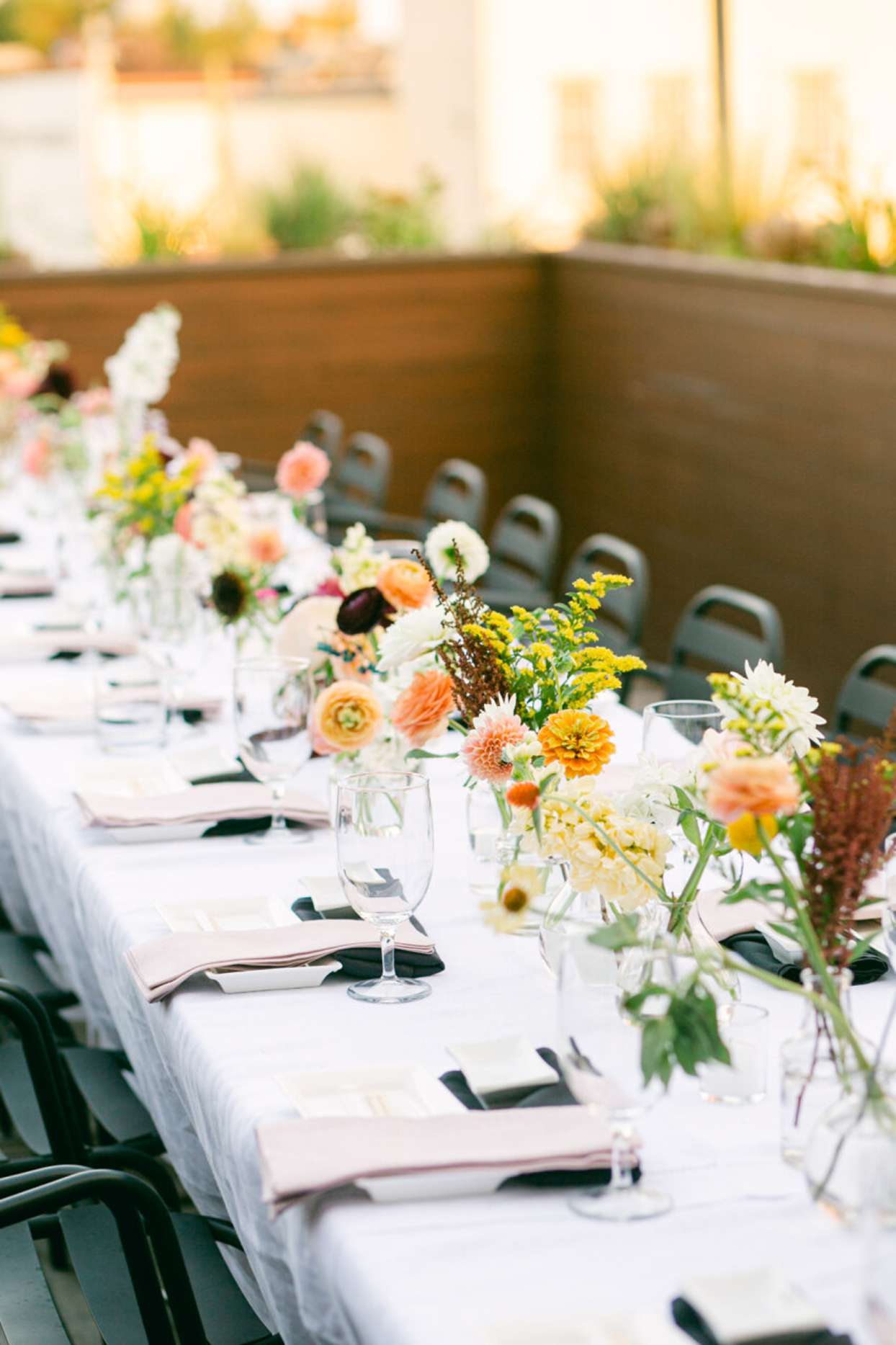 table setting with floral arrangement