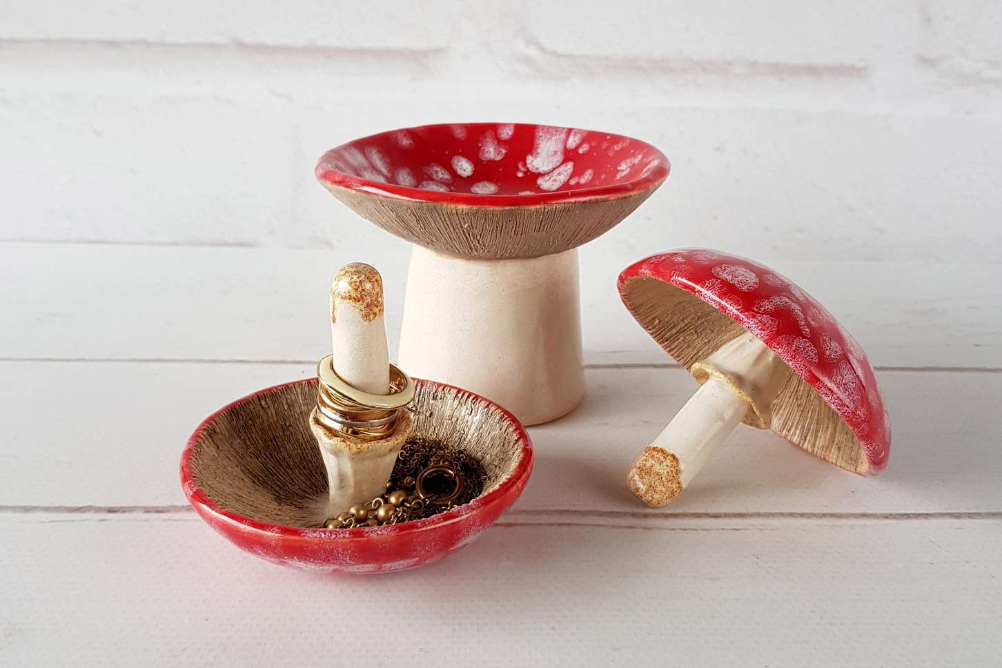 mushroom shaped ceramic jewelry dish