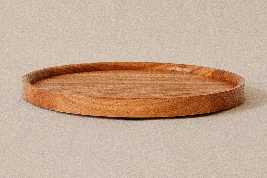 oak wood round serving tray