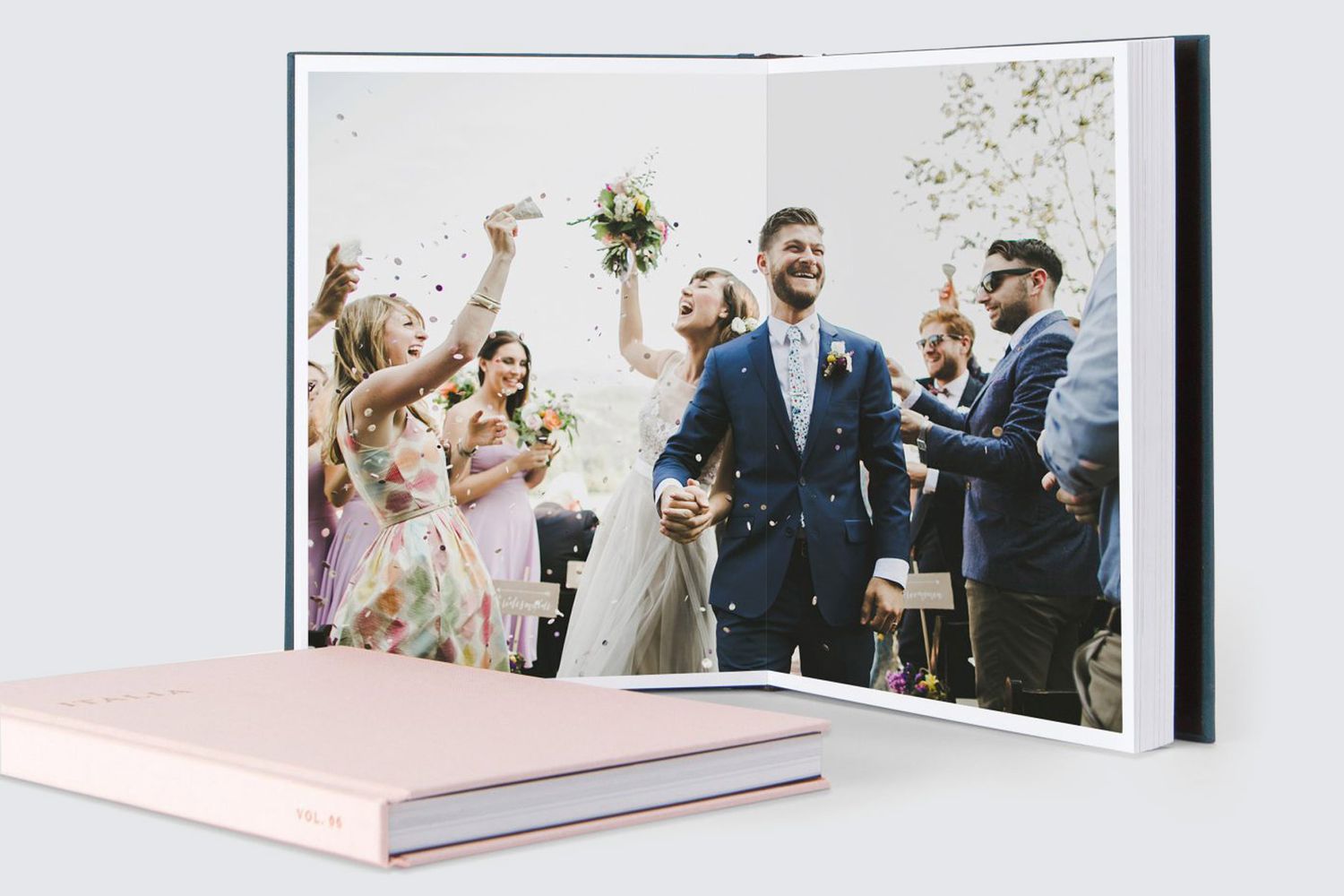 wedding photo albums lay-flat small square pink cover