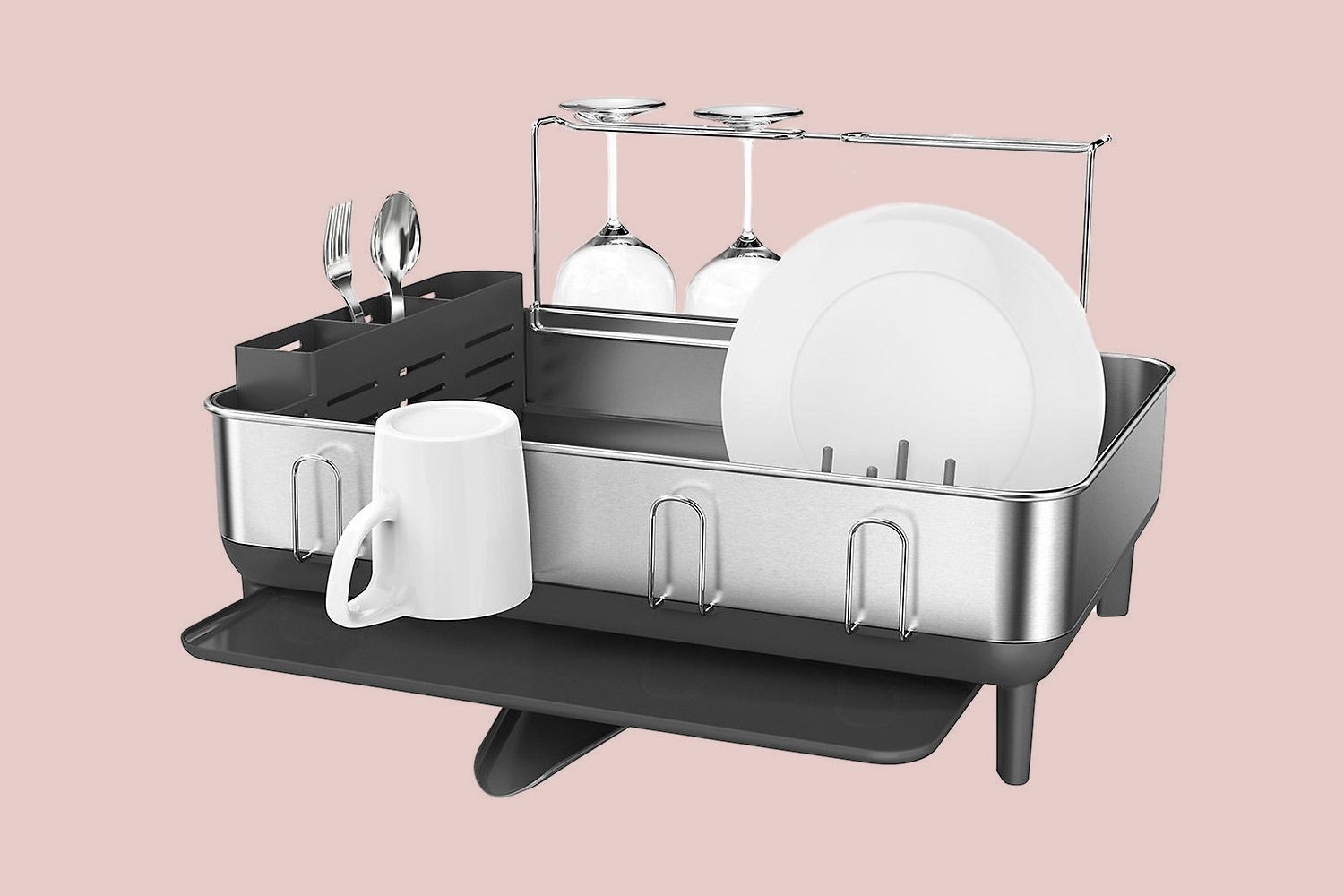 large stainless steel dish rack
