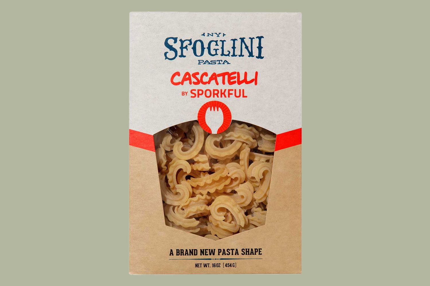 box of new cascatelli pasta shape