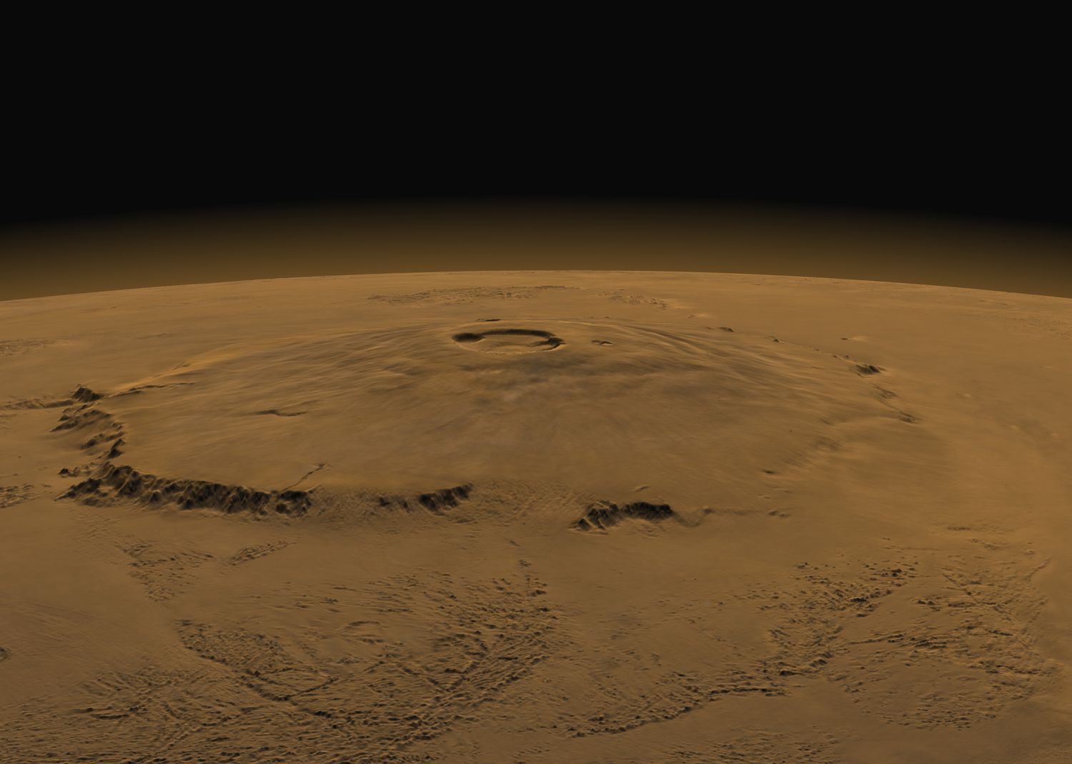 rendering of mars volcano